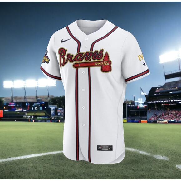 Atlanta Braves NIKE Rare Blank MLB Baseball Team Jersey White Mens 60 Fast Ship